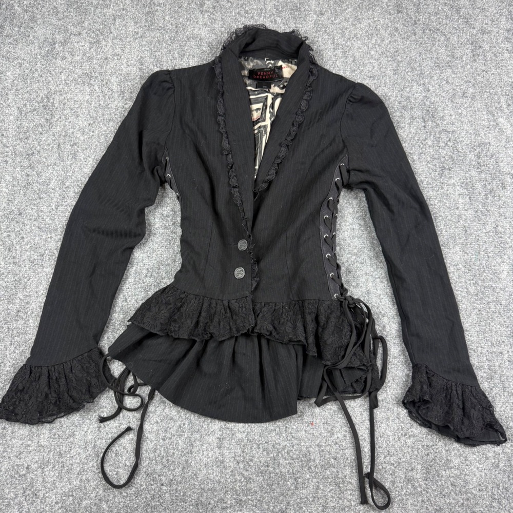 Penny Dreadful Blazer Women Small Black Lace Corset Victorian Whimsigoth